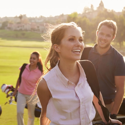 Group playing golf